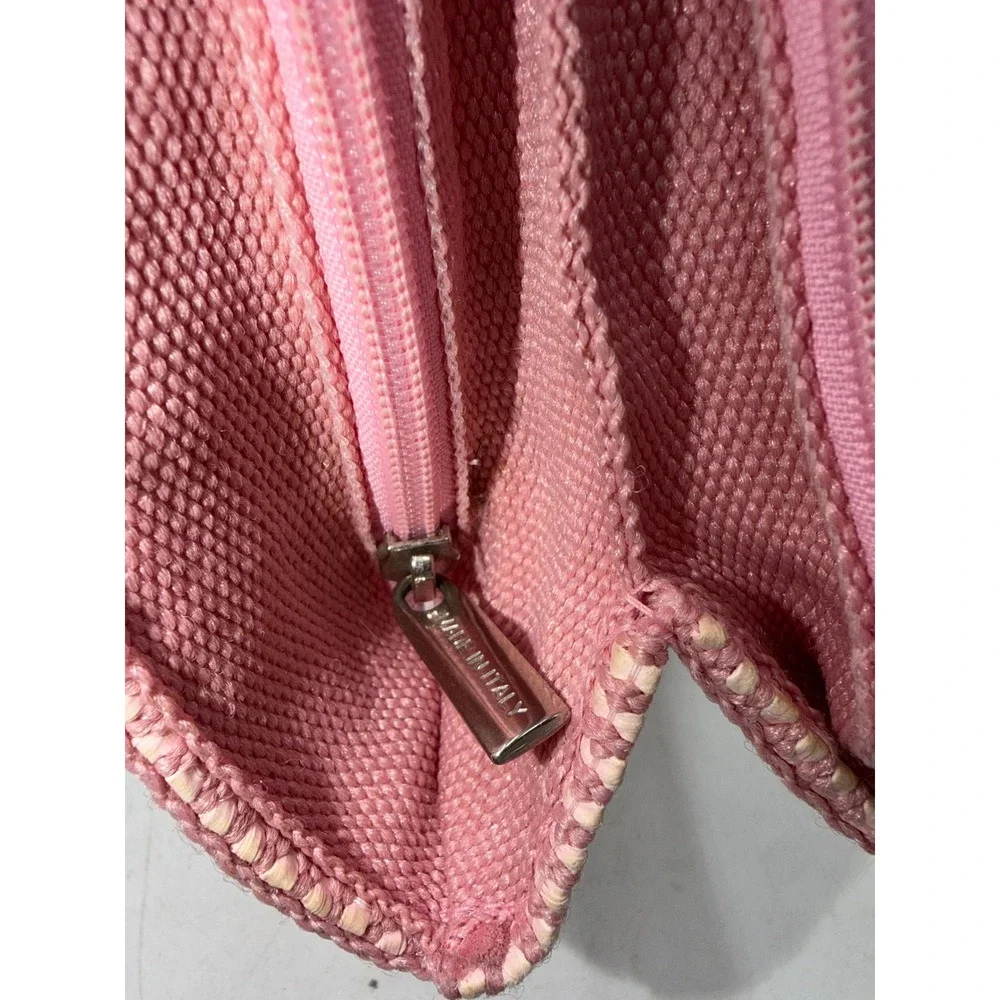 M. & G. Bertini Pink Woven Straw Handbag Made in Italy Acrylic Handles